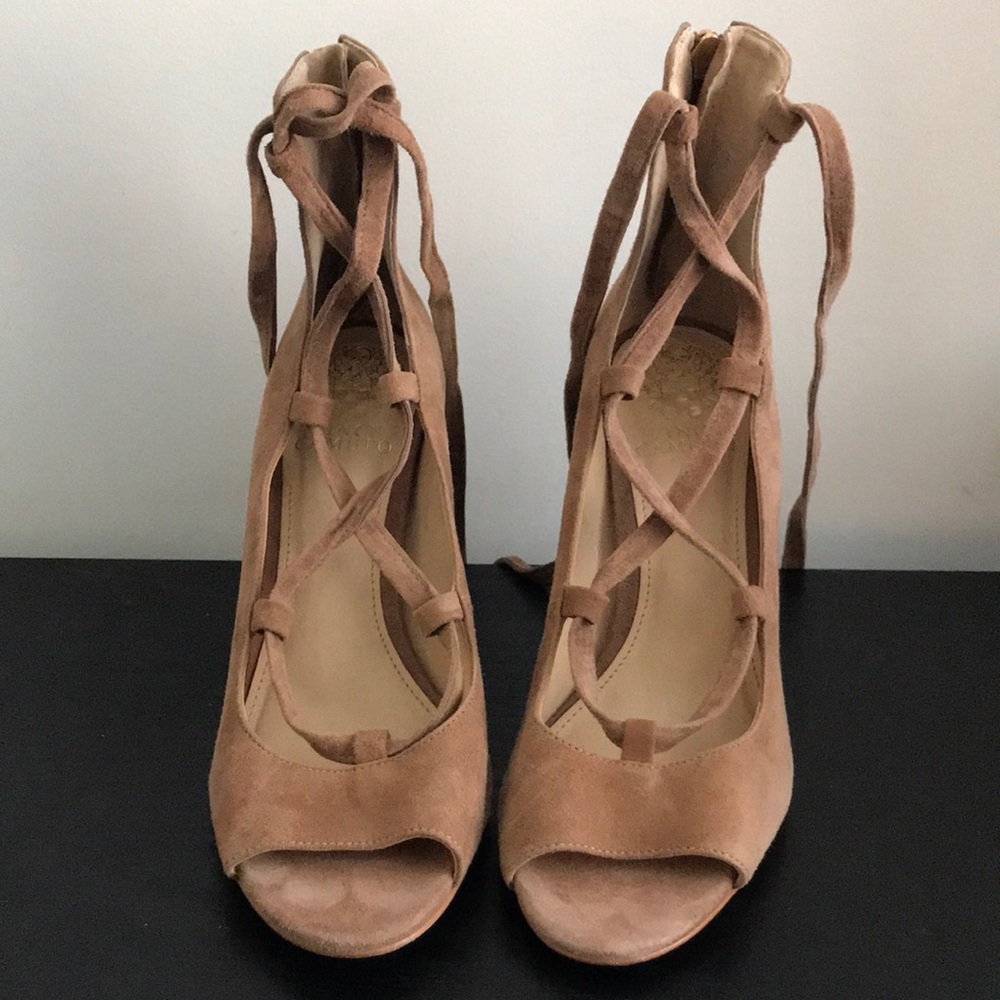 Elegant Tan Lace-Up Women's Heels